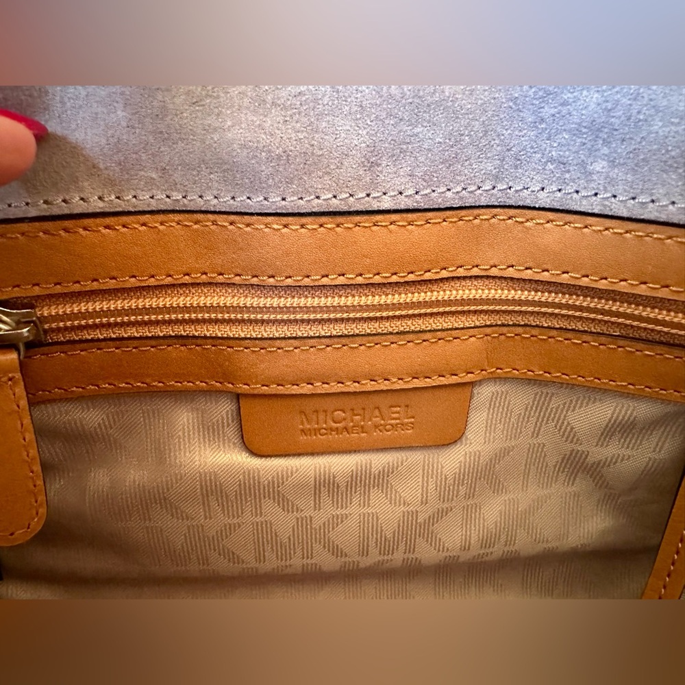 Michael Kors Lavender Suede and Leather Crossbody Bag - Picture 12 of 14